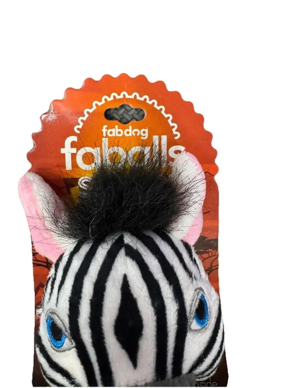 (RGB2) Fabdog Zebra Faball Small Plush Dog Toy Super Squeaker Ball NWT
